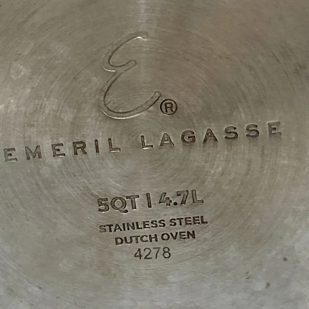 Emeril Lagasse 5 Qt 4.7 L Stock Pot Dutch Oven Stainless Steel with Clear Lid